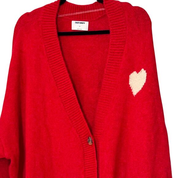 OLD NAVY women’s 4x Soft & Cozy Heart Button Up Sweater Cardigan preppy heart - Picture 1 of 6